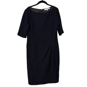 Carolina Herrera 100% Wool Navy Midi Dress Size 12